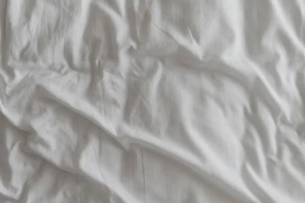 Texture Crumpled White Bed Sheets Background Top View — Foto de Stock