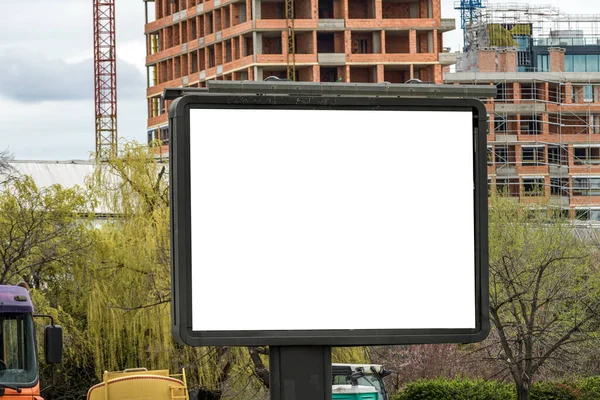 建築現場で屋外広告看板モックアップ 選択的フォーカス — ストック写真