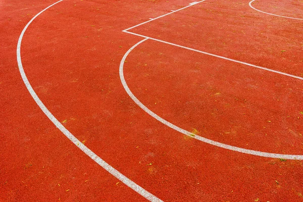 Utendørs Basketballbaner Markerer Linjer Som Abstrakt Idrettsbakgrunn Med Kopiplass – stockfoto