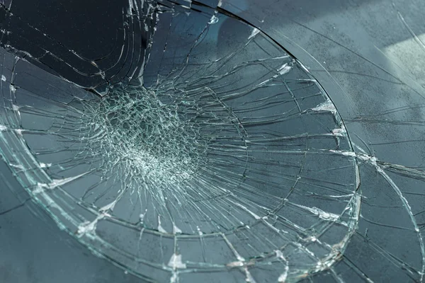 Broken Glass Vehicle Windscreen Traffic Accident Selective Focus — Stock Photo, Image