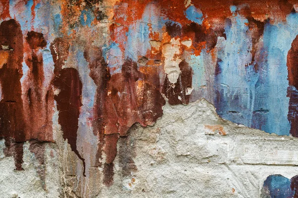 Στάγδην Διαρροή Χρώματος Και Μουτζούρα Μοτίβο Στον Παλιό Τοίχο Πολύχρωμο — Φωτογραφία Αρχείου