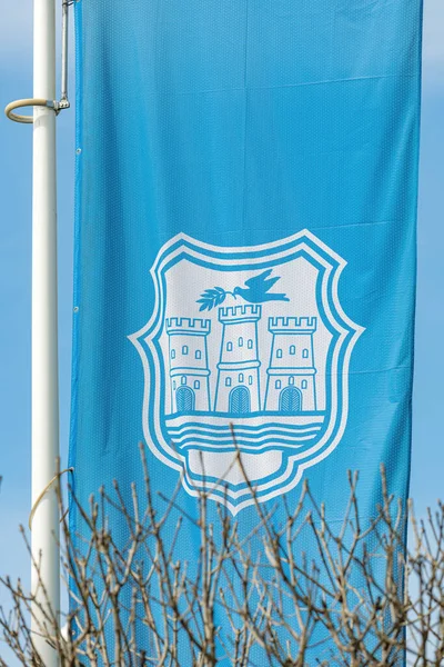Novi Sad Serbia Marzo 2023 Bandiera Novi Sad Città Vojvodina — Foto Stock