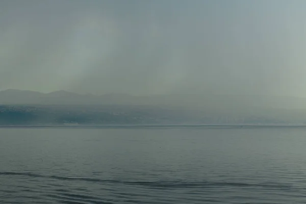 Nuages Pluvieux Sur Ville Rijeka Croatie Sur Côte Mer Adriatique — Photo