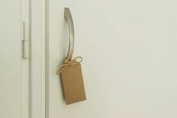 Дверна Ручка Шафи Порожньою Міткою Простір Копіювання — стокове фото