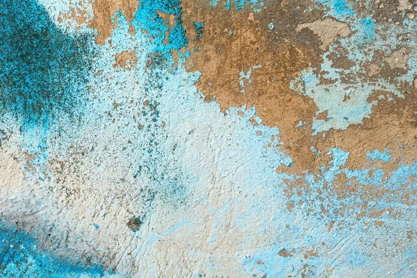 Голубая Краска Отслаивающая Старую Бетонную Стену Изношенного Дома Фон Текстурированный — стоковое фото