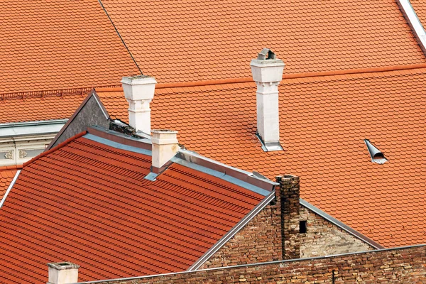 Renovierte Dächer Alter Häuser Blick Aus Dem Hohen Winkel — Stockfoto