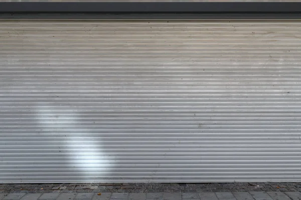Persianas Alumínio Rolo Exterior Porta Garagem Como Fundo — Fotografia de Stock
