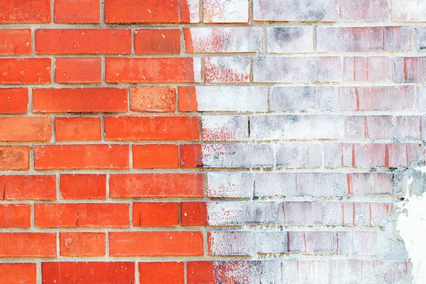 Witte Verf Rode Baksteen Muur Oppervlak Als Achtergrond Grunge Textuur — Stockfoto