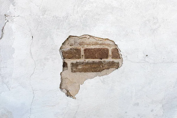 Трещины Штукатурки Старой Кирпичной Стене Качестве Фона Текстуры — стоковое фото