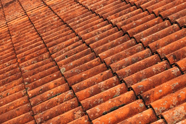 Old Rustic Terracotta Roof Tiles Pattern Background Architectural Detail Lovran — 图库照片