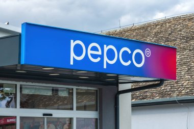 Apatin, Serbia - June 24, 2023: Pepco store front logo. Pepco has over 2700 stores across Europe. clipart