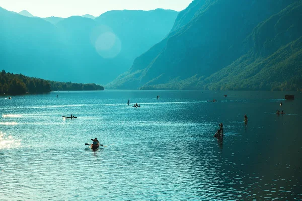 Lake Bohinj Esporte Aquático Atividades Recreativas Livre Tarde Verão — Fotografia de Stock