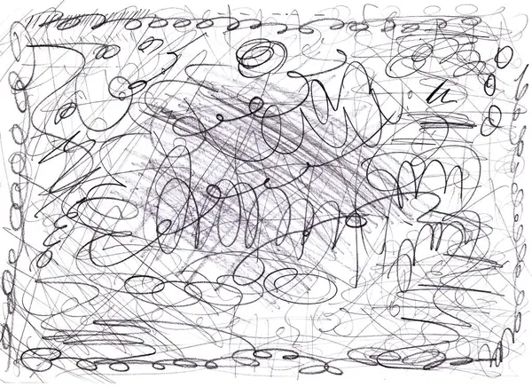 Monochromatyczny Grunge Ołówek Bazgroły Linie Białym Tle Ręcznie Rysowane Zdjęcie — Zdjęcie stockowe