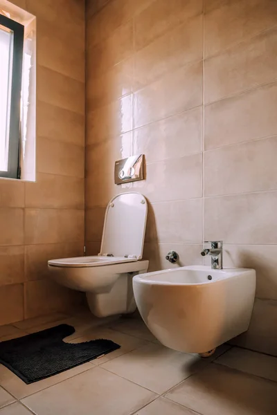 Toilet Bidet Modern Bathroom Selective Focus — Stock Photo, Image