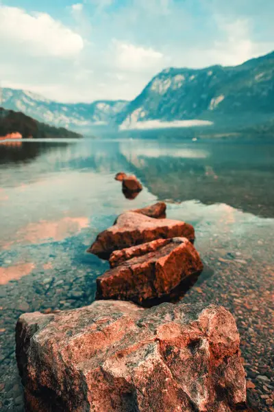 Озеро Бохинь Триглавском Национальном Парке Словении Живописный Пейзаж Летом Утром — стоковое фото