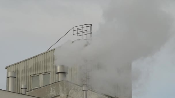 工业烟囱冒烟和蒸汽耗竭 慢动作 — 图库视频影像