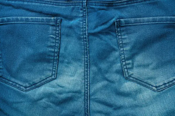 Blå Denim Jeans Byxor Bakfickor Som Bakgrund Textur Material — Stockfoto
