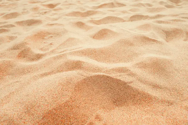 Strand Sand Hintergrund Nahaufnahme Low Winkel Ansicht Der Braunen Sandoberfläche Stockbild