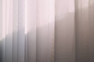 Beyaz perdelerin arasından, oturma odasının penceresinden parlak bir ışık geliyor.