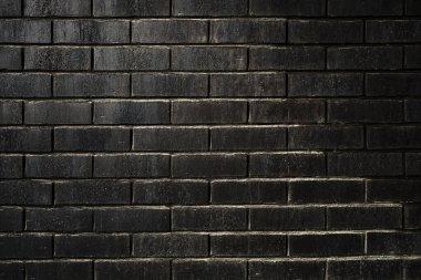 Siyah tuğla duvar, eski ve eskimiş yüzey dokusu grunge arkaplan ve tasarım elementi olarak