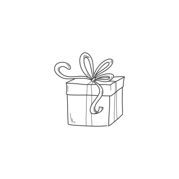 Décrivez Boîte Cadeau Fermée Avec Ruban Illustration Vectorielle Isolée Sur — Image vectorielle