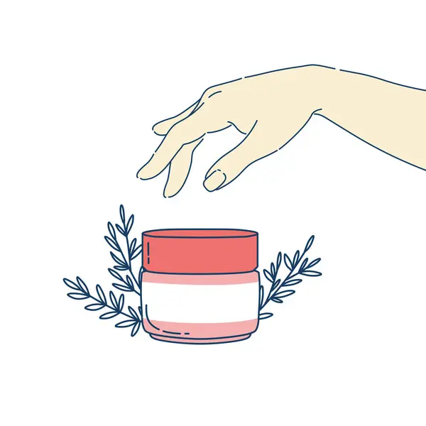 Γυναικεία Κρέμα Χεριών Προϊόντα Περιποίησης Δέρματος Κρέμα Χεριών Και Σώματος — Διανυσματικό Αρχείο