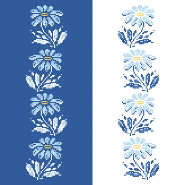 Floral Folk Art Schema Für Kreuzstich Und Stricken Elementstickerei Vektorillustration — Stockvektor