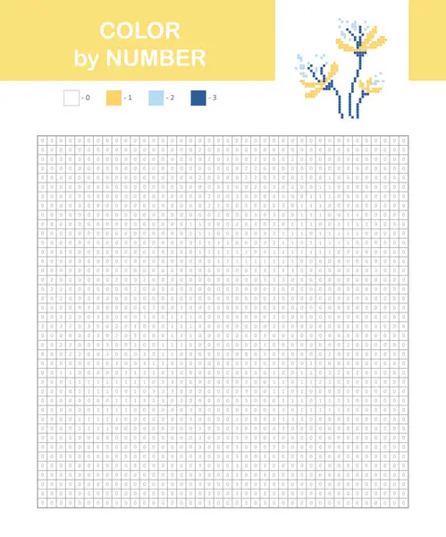 Coloring Book Numbered Squares Kids Coloring Page Pixel Coloring Flower — Stockvector
