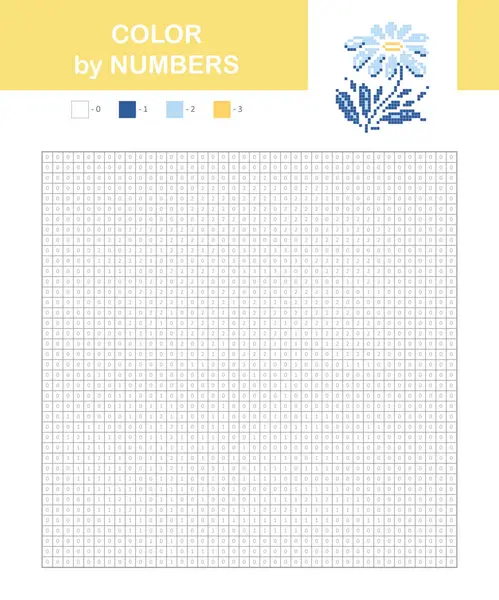 Malbuch Mit Nummerierten Quadraten Kinder Malseite Pixelfärbung Mit Blume Vektorillustration — Stockvektor