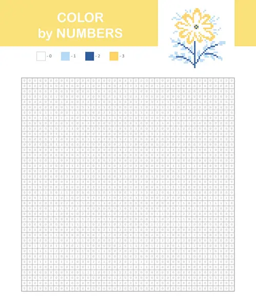 Coloring Book Numbered Squares Kids Coloring Page Pixel Coloring Flower — стоковый вектор