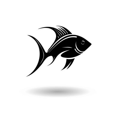 Stylized black fish on a white background. Vector illustration