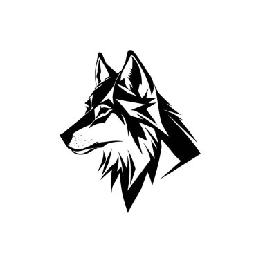 Wolf head silhouette vector on a white background. Logo, tattoo vector illustration.