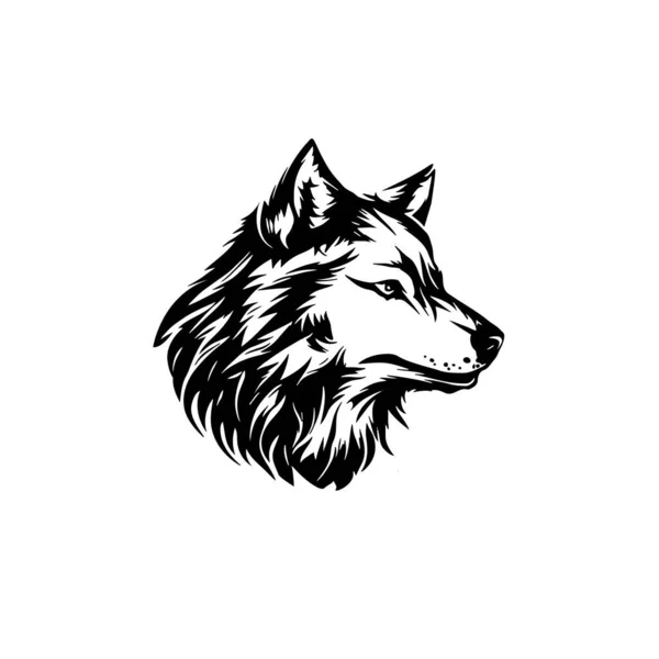 白い背景にオオカミの頭のシルエットベクトル タトゥーベクトルイラスト — ストックベクタ