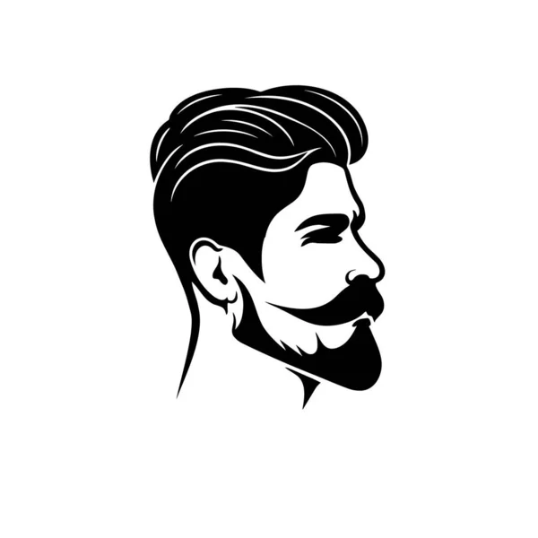 Силуэт Головы Человека Бородой Белом Фоне Логотип Парикмахерской — стоковый вектор