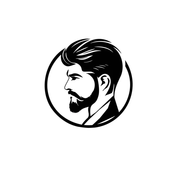 Silueta Mužské Hlavy Vousy Bílém Pozadí Logo Holičství — Stockový vektor