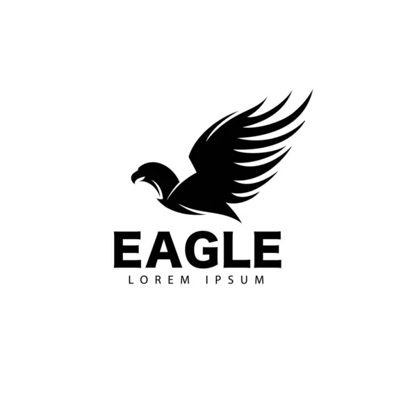 Schwarze Silhouette Eines Adlers Auf Weißem Hintergrund Zeichen Symbol Logo — Stockvektor