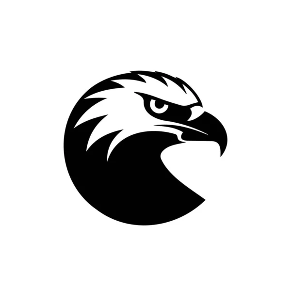 Tête Silhouette Noire Aigle Sur Fond Blanc Signe Symbole Logo — Image vectorielle