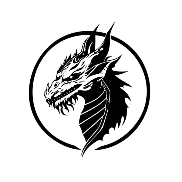 Головний Дракон Векторний Дизайн Піктограм Шаблон Логотипу Векторні Ілюстрації — стоковий вектор