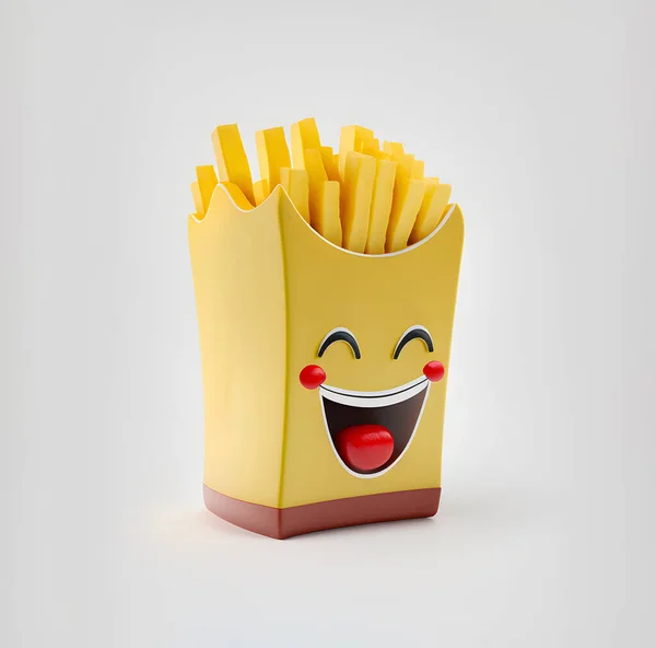 3d rendered illustration of french fries cartoon character