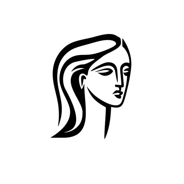 Силуэт Векторный Портрет Крупным Планом Женщины Красивым Дизайном Волос Векторная — стоковый вектор
