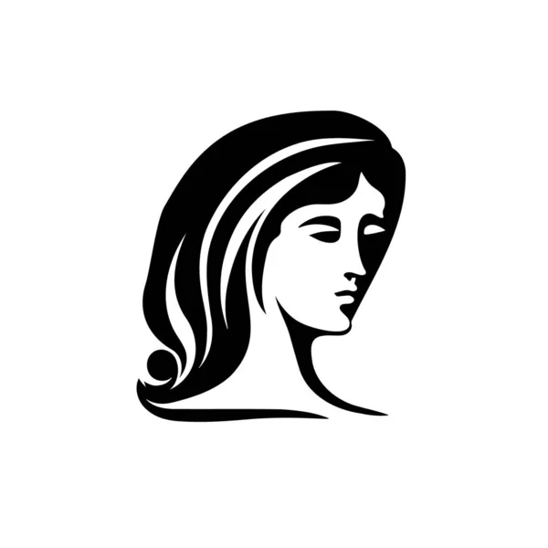シルエット 美しい髪のデザインの女性のベクトルクローズアップ肖像画 ベクターイラスト — ストックベクタ