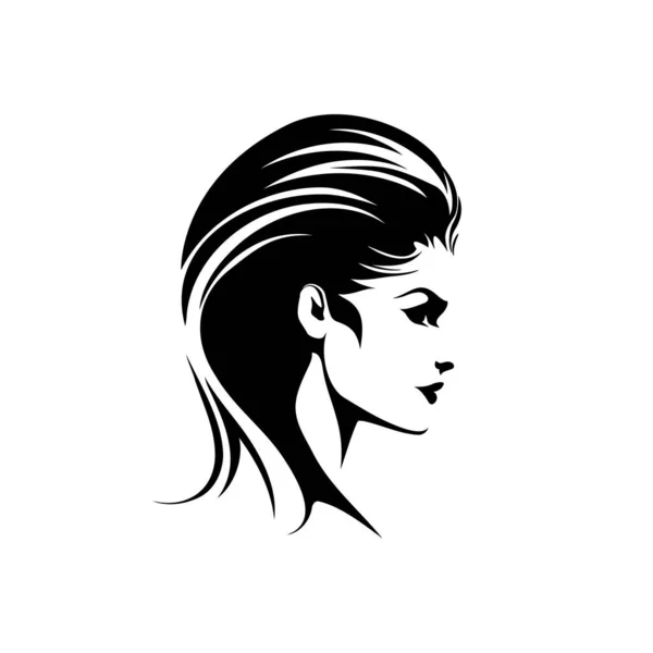 Silhouette Vektor Nahaufnahme Porträt Einer Frau Mit Schönem Haardesign Vektorillustration Vektorgrafiken