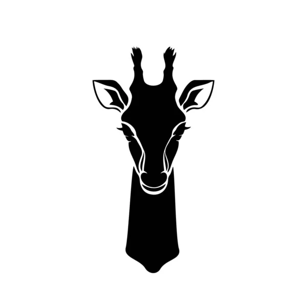 Girafa Silhueta Cabeça Fundo Branco Estilização Logotipo Ilustração Vetorial — Vetor de Stock