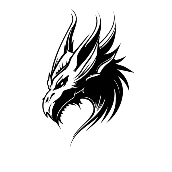 Projeto Ícone Vetor Dragão Principal Modelo Logotipo Ilustração Vetorial — Vetor de Stock