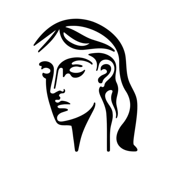 Silueta Vektor Detailní Portrét Ženy Krásným Účesem Vektorová Ilustrace — Stockový vektor
