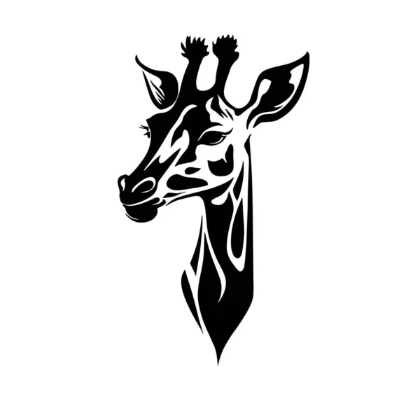 Silhouette Testa Giraffa Sfondo Bianco Stylization Logo Illustrazione Vettoriale — Vettoriale Stock