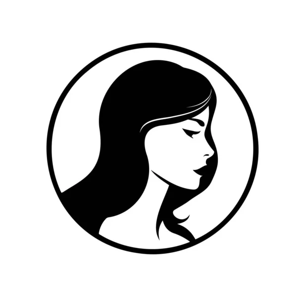 Силуэт Векторный Портрет Крупным Планом Женщины Красивым Дизайном Волос Векторная — стоковый вектор
