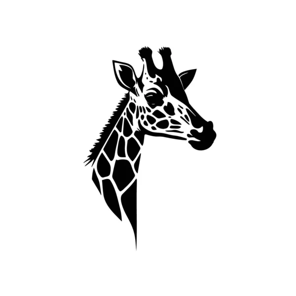 Silhouette Testa Giraffa Sfondo Bianco Stylization Logo Illustrazione Vettoriale — Vettoriale Stock
