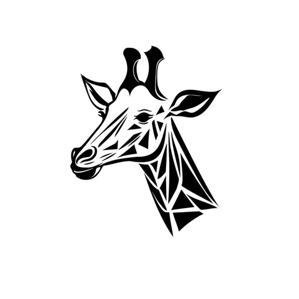 Giraffenkopf Silhouette Auf Weißem Hintergrund Stilisierung Logo Vektorillustration — Stockvektor