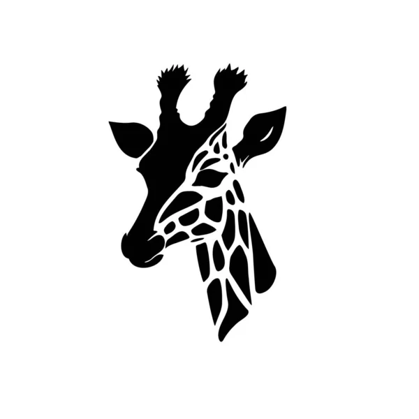 Giraffhuvud Siluett Vit Bakgrund Stilisering Logotyp Vektorillustration — Stock vektor